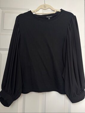 Black Puff-Sleeve Women’s Top